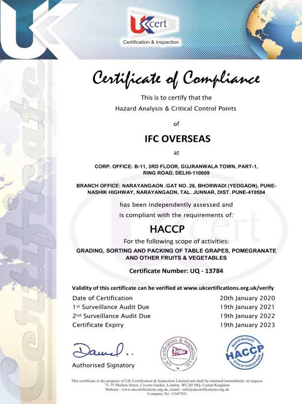 IFC Overseas HACCP